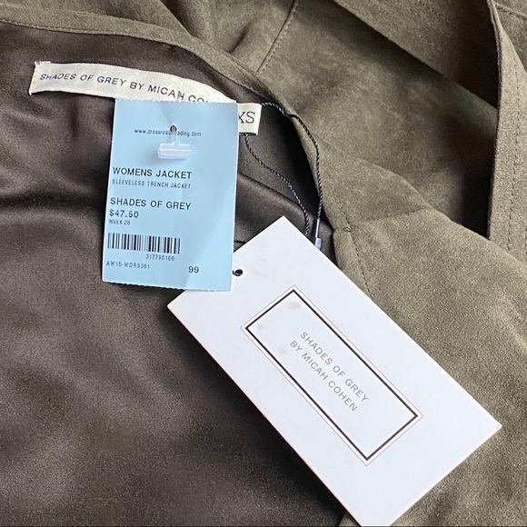 SHADES OF GREY Faux Suede Olive Green Vest XS - Picture 11 of 11